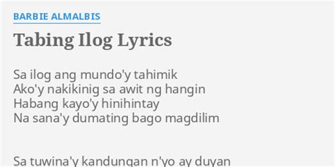 Barbie Almalbis – Tabing Ilog Lyrics .